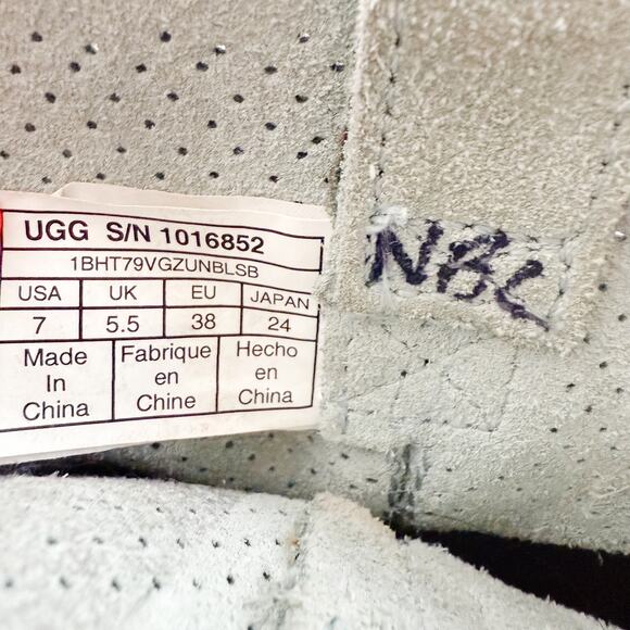 Ugg Classic Mini Perf Boots Womens 7 Aloe Vera Light Blue Unlined Suede Comfort - Picture 5 of 7